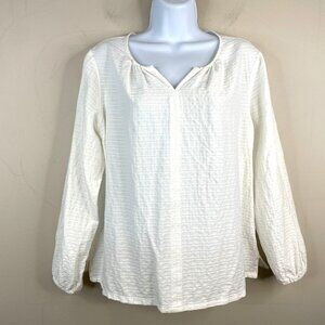 Christopher Banks Womens Coastal Beachy Top Size L White Neutral Vacation Travel